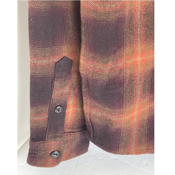 Frank and Oak Kapok Over Shirt Mens Medium Brown Plaid Flannel Jacket Cocoa - Picture 5 of 7